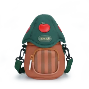 Zielono-brązowa torebka dla dziecka w kształcie drzewka z motywem jabłka marki Zoy Zoii