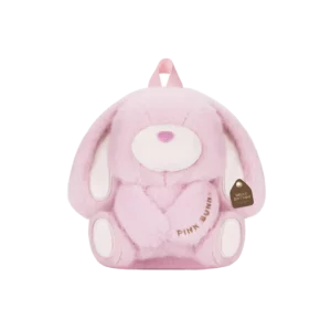 Różowy pluszowy plecak przedszkolny w kształcie królika marki Zoy Zoii z haftem Pink Bunny.