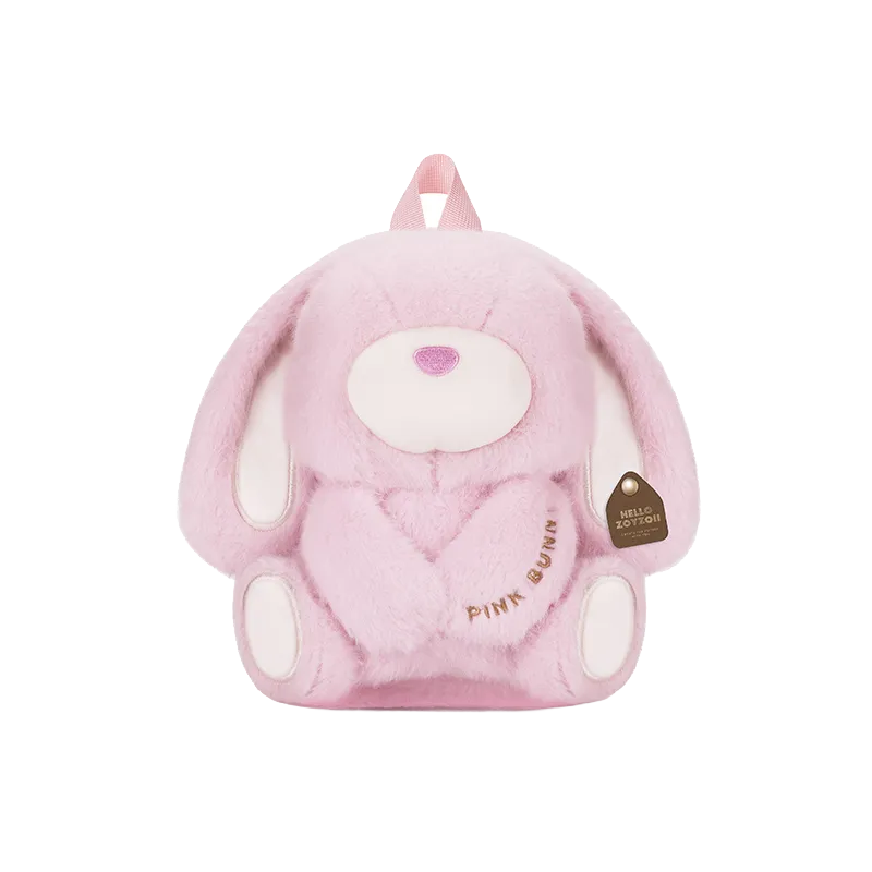 Różowy pluszowy plecak przedszkolny w kształcie królika marki Zoy Zoii z haftem Pink Bunny.